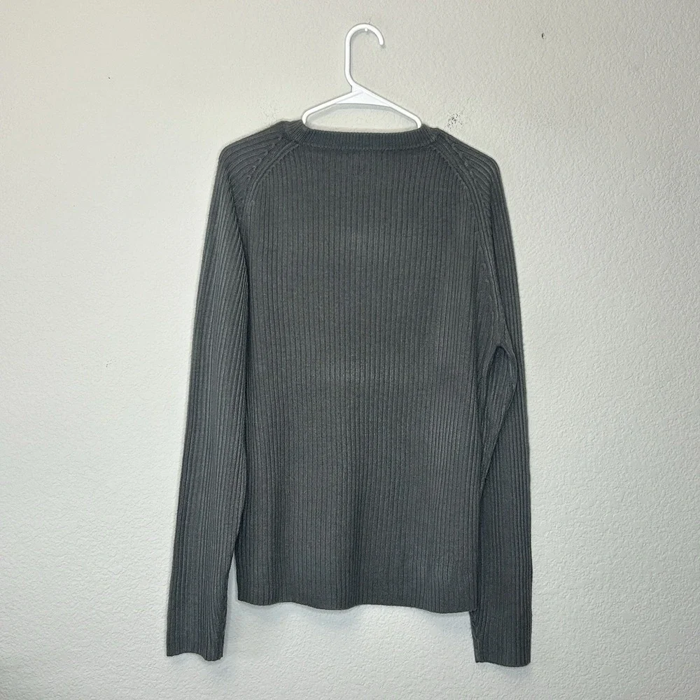 Vintage BC Ethic Life of Leisure Gray Ribbed Crewneck Sweater Men's Size Large L